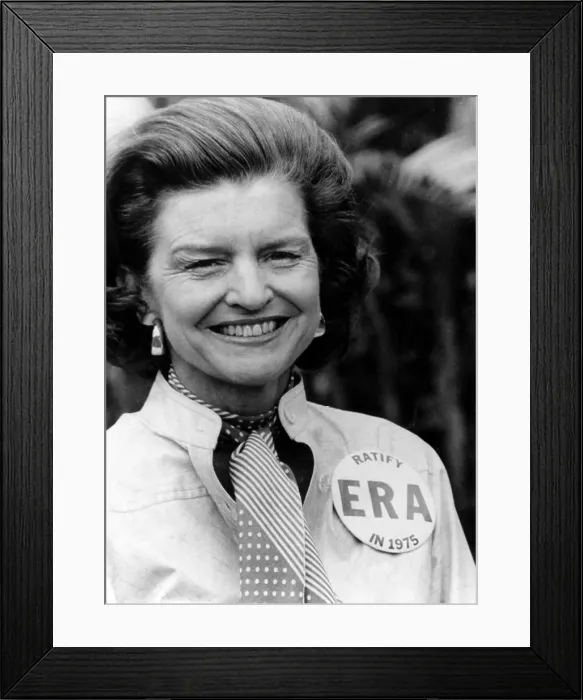 Framed Print : First Lady Betty Ford wears a badge supporting the Equal Rights Ammendment, February, 1975. Courtesy: CSU Archives / Everett Collection Framed Print : First Lady Betty Ford wears a badge supporting the Equal Rights Ammendment, February, 1975. Courtesy: CSU Archives / Everett Collection