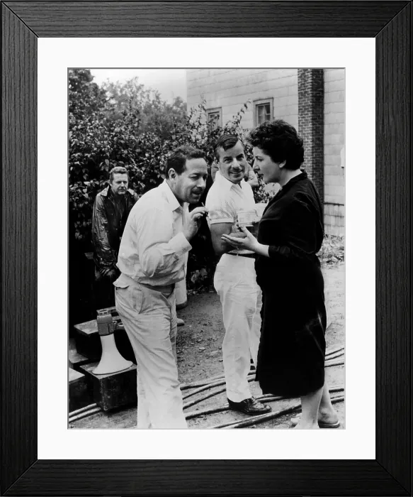 Framed Print : THE FUGITIVE KIND, foreground: screenwriter Tennessee Williams, Maureen Stapleton, on set, 1959.. Courtesy: CSU Archives / Everett Collection Framed Print : THE FUGITIVE KIND, foreground: screenwriter Tennessee Williams, Maureen Stapleton, on set, 1959.. Courtesy: CSU Archives / Everett Collection