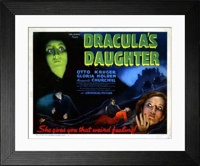Framed Print : DRACULA'S DAUGHTER, from left, Gloria Holden, Edward Van Sloan, Marguerite Churchill, 1936