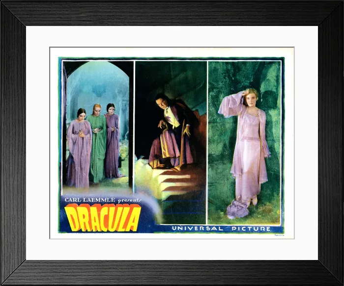 Framed Print : DRACULA, left panel: Geraldine Dvorak, Dorothy Tree, Cornelia Thaw, center: Bela Lugosi, right: Helen Chandler, 1931 Framed Print : DRACULA, left panel: Geraldine Dvorak, Dorothy Tree, Cornelia Thaw, center: Bela Lugosi, right: Helen Chandler, 1931
