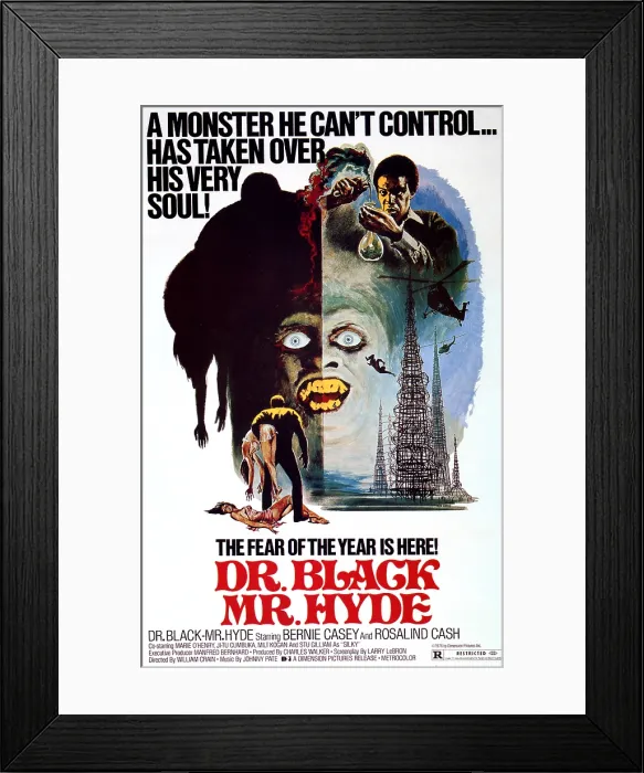 Framed Print : DR. BLACK, MR. HYDE, Bernie Casey, one-sheet poster art, 1976 Framed Print : DR. BLACK, MR. HYDE, Bernie Casey, one-sheet poster art, 1976