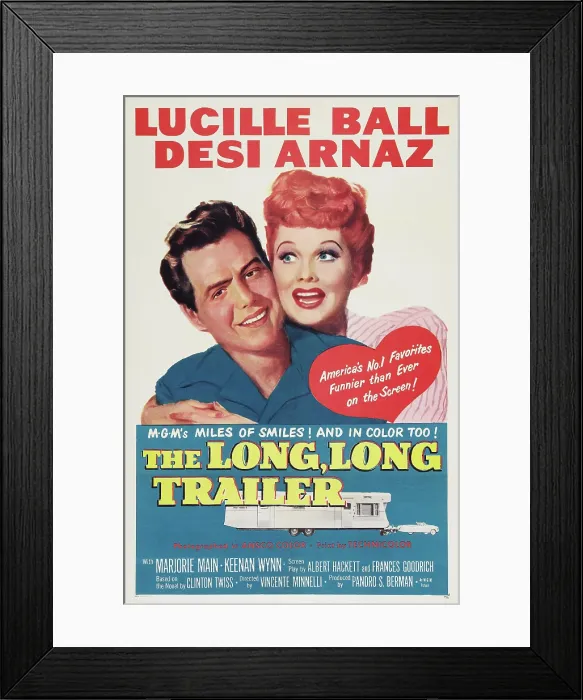 Framed Print : THE LONG, LONG TRAILER, US poster art, from left: Desi Arnaz, Lucille Ball, 1954