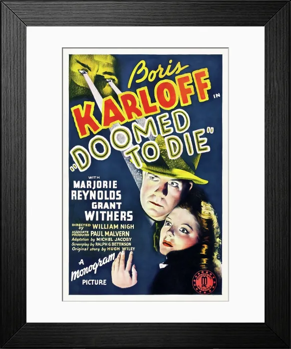 Framed Print : DOOMED TO DIE, from left: Grant Withers, Marjorie Reynolds on poster art, 1940