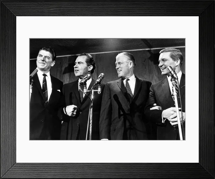Framed Print : Governor Ronald Reagan, Richard Nixon, Governor George Romney, Senator Charles Percy at a Republican congressional Victory Gala in Washington, 3 / 2 / 67