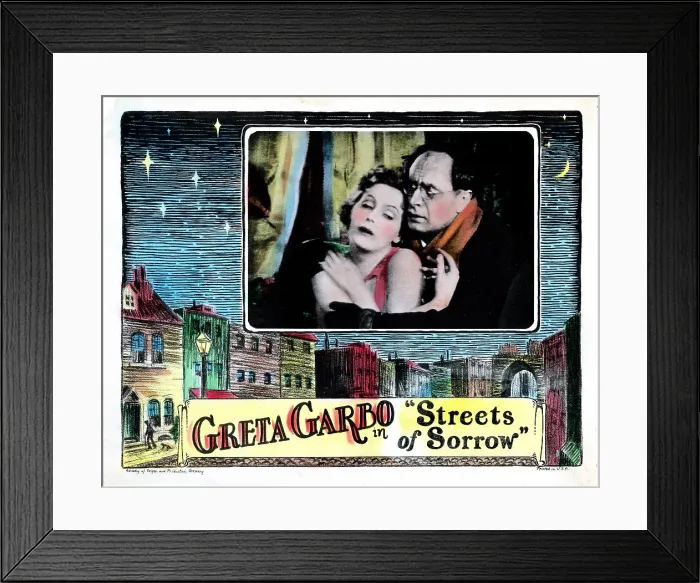 Framed Print : THE JOYLESS STREET, (aka DIE FREUDLOSE GASSE, aka STREETS OF SORROW, aka THE STREET OF SORROW), US lobbycard, from left: Greta Garbo, Werner Krauss, 1925 Framed Print : THE JOYLESS STREET, (aka DIE FREUDLOSE GASSE, aka STREETS OF SORROW, aka THE STREET OF SORROW), US lobbycard, from left: Greta Garbo, Werner Krauss, 1925