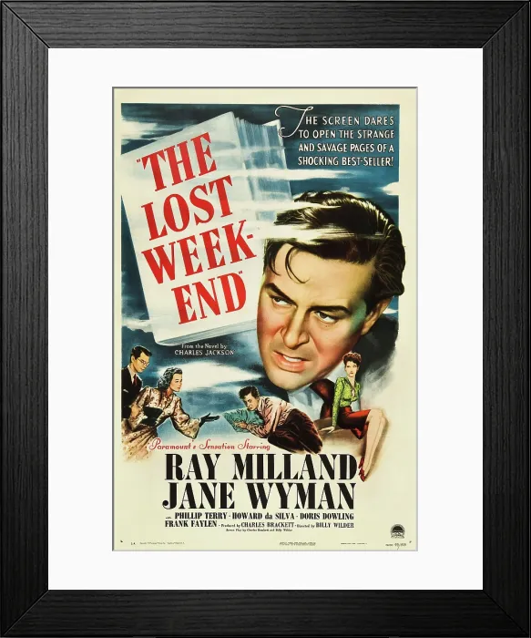 Framed Print : THE LOST WEEKEND, Ray Milland, Style A 1-sheet poster art, 1945