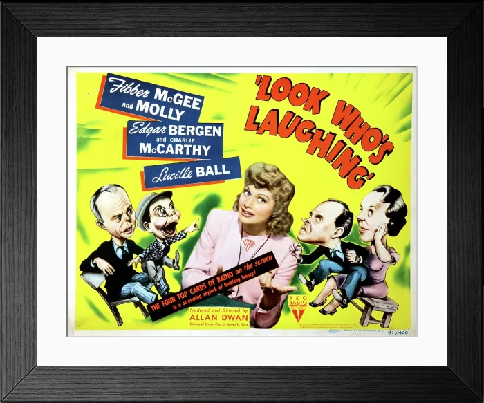 Framed Print : LOOK WHO'S LAUGHING, Edgar Bergen, Charlie McCarthy, Lucille Ball, Jim Jordan, Marian Jordan, 1941