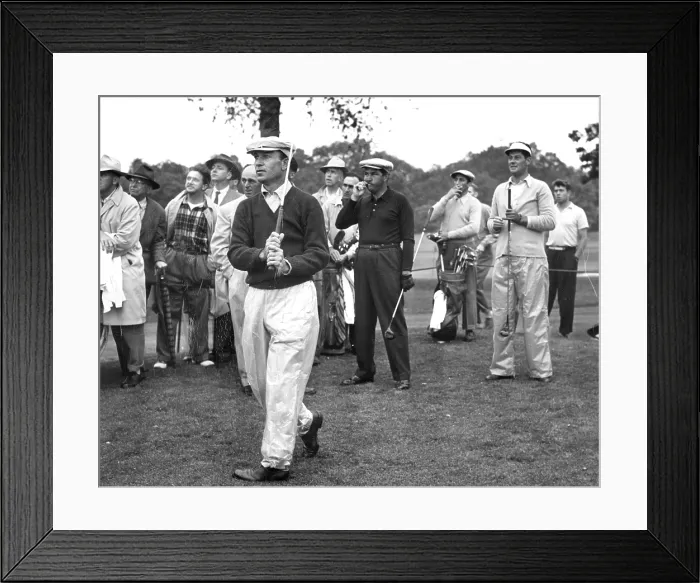 Framed Print : Ben Hogan takes practice shot in New Rochelle, NY, 06-14-50 after coming back from near death auto accident the year before.. Courtesy: CSU Archives  /  Everett Collection