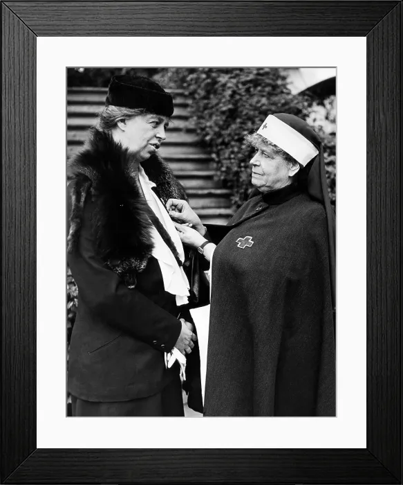 Framed Print : First Lady Eleanor Roosevelt being enrolled in the American Red Cross annual roll call, by Red Cross Secretary Mabel T