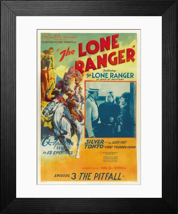 Framed Print : THE LONE RANGER, Lee Powell, (as The Lone Ranger), Chief Thundercloud, (as Tonto) in Episode 3: The Pitfall, 1938, serial