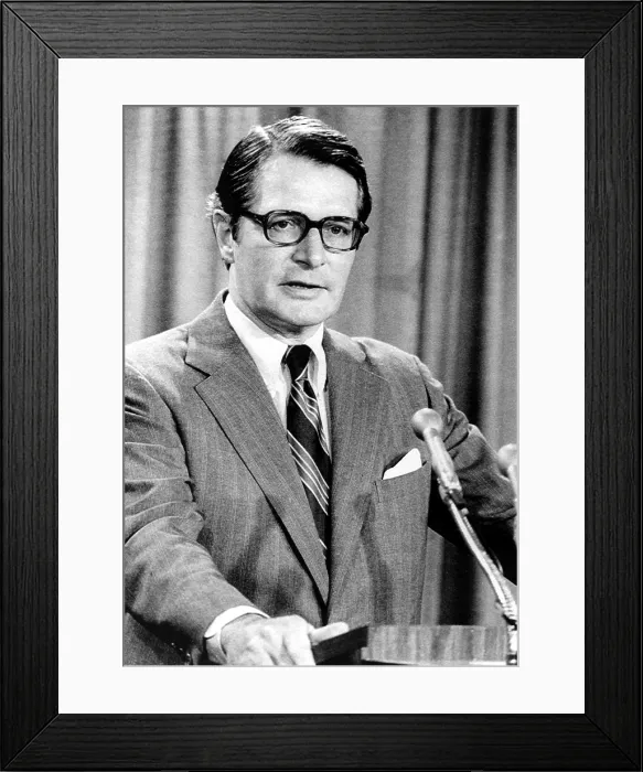 Framed Print : Elliot Richardson, Attorney General designate addresses Watergate Scandal at Press Conference, Washington, D.C. 05-07-1973.. Courtesy: CSU Archives  /  Everett Collection