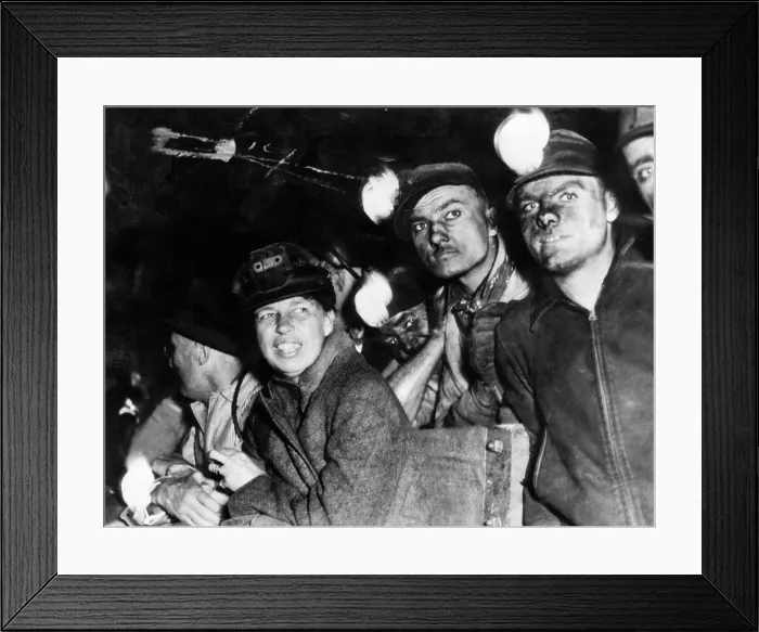 Framed Print : First Lady Eleanor Roosevelt (second from left), visiting the Willow Grove coal mine in Ohio, April 1935.. Courtesy: CSU Archives  /  Everett Collection