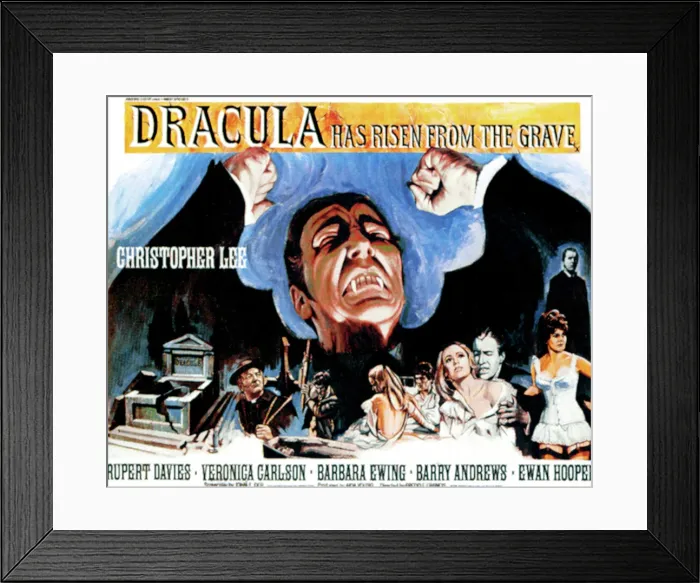 Framed Print : DRACULA HAS RISEN FROM THE GRAVE, (poster art), Christopher Lee, 1968
