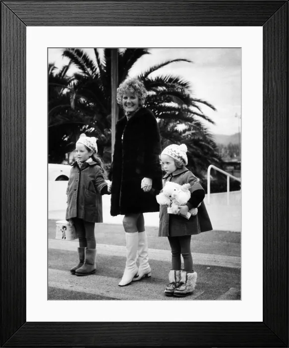 Framed Print : Petula Clark with her children at the French Riviera, 1968. Courtesy: CSU Archives / Everett Collection