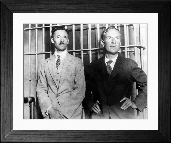 Framed Print : Wealthy radical Prince Hopkins and American novelist Upton Sinclair, in a Los Angeles prison after being arrested for being radical socialists, 1923 Framed Print : Wealthy radical Prince Hopkins and American novelist Upton Sinclair, in a Los Angeles prison after being arrested for being radical socialists, 1923