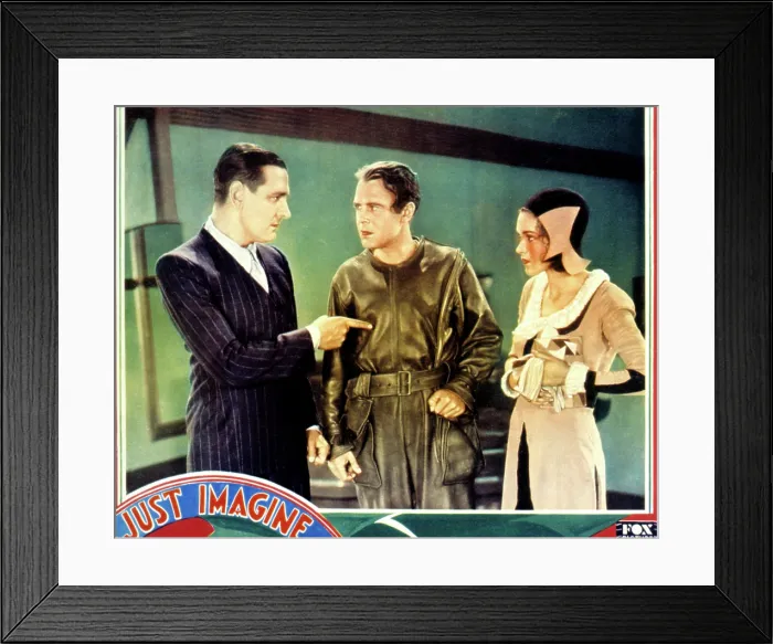 Framed Print : JUST IMAGINE, from left, Kenneth Thompson, John Garrick, Maureen O'Sullivan, 1930, 20th Century Fox, TM & Copyright / Courtesy: Everett Collection