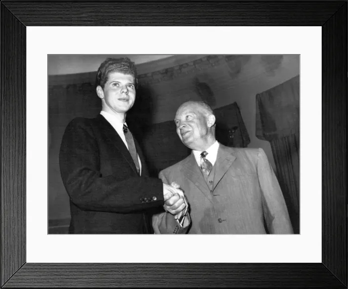 Framed Print : Pianist Van Cliburn visits President Dwight Eisenhower at the White House, 1958. Courtesy: CSU Archives / Everett Collection