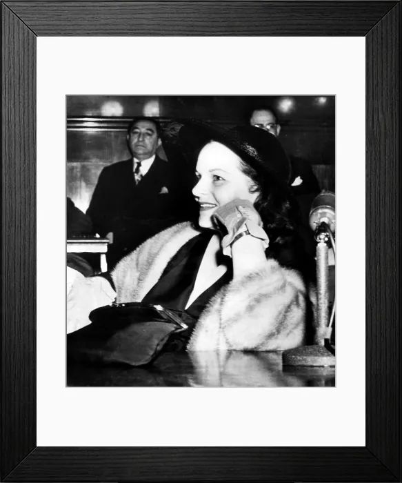 Framed Print : Star witness Virginia Hill, smiles as she tesifies before a Senate Crime Investigating Commitee hearing, March 15, 1951. Courtesy CSU Archives / Everett Collection Framed Print : Star witness Virginia Hill, smiles as she tesifies before a Senate Crime Investigating Commitee hearing, March 15, 1951. Courtesy CSU Archives / Everett Collection
