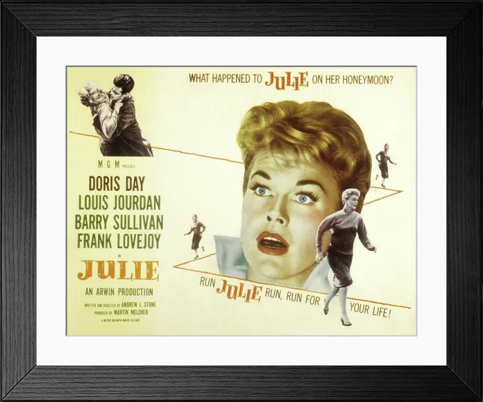 Framed Print : JULIE, Louis Jourdan, Doris Day, 1956