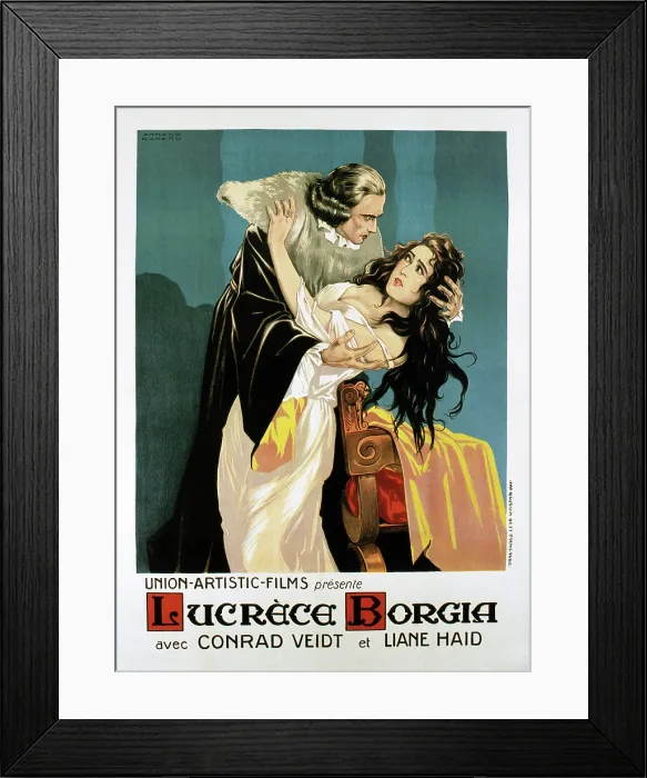 Framed Print : LUCREZIA BORGIA, (aka LUCRECE BORGIA), French poster, from left: Conrad Veidt, Liane Haid, 1922