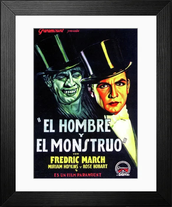 Framed Print : DR. JEKYLL AND MR. HYDE, (aka EL HOMBRE Y EL MONSTRUO), Fredric March on Spanish poser art, 1932 Framed Print : DR. JEKYLL AND MR. HYDE, (aka EL HOMBRE Y EL MONSTRUO), Fredric March on Spanish poser art, 1932