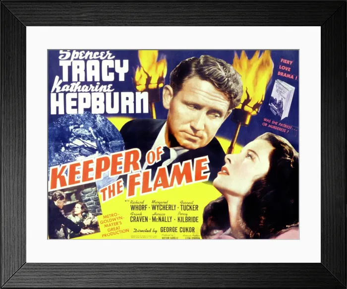 Framed Print : KEEPER OF THE FLAME, Spencer Tracy, Katharine Hepburn, 1942