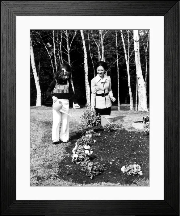 Framed Print : Princess Nori waters the grounds of the Gakushuin Kindergaten while her mother, Crown Princess Michiko, looks on. Ca. 1974. Courtesy: CSU Archives / Everett Colle ction Framed Print : Princess Nori waters the grounds of the Gakushuin Kindergaten while her mother, Crown Princess Michiko, looks on. Ca. 1974. Courtesy: CSU Archives / Everett Colle ction