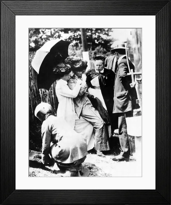 Framed Print : Emmeline Pankhurst (1858-1928, left of center), in a state of collapse afeter forcible feedings in jail, London, England, 1913. Courtesy: CSU Archives / Everett Collection