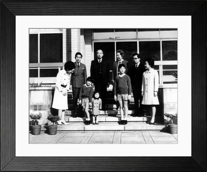 Framed Print : Crown Princess Michiko, Crown Price Akihito, Price Aya, Princess Nori, Emperor Hirohito, Empress Nagako, Prince Hiro Framed Print : Crown Princess Michiko, Crown Price Akihito, Price Aya, Princess Nori, Emperor Hirohito, Empress Nagako, Prince Hiro