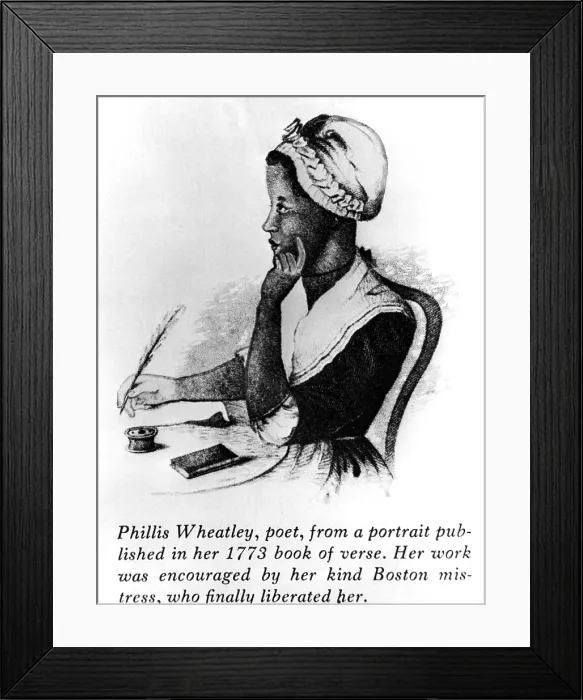 Framed Print : Phillis Wheatley (1753-1784), a slave that became the first African American to be published. Drawing dated about 1773.. Courtesy: CSU Archives  /  Everett Collection