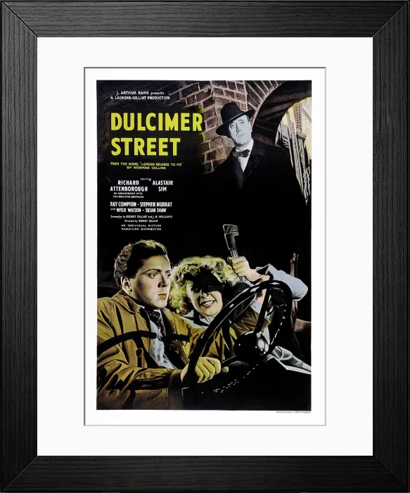 Framed Print : DULCIMER STREET, (aka LONDON BELONGS TO ME), British poster, bottom from left: Richard Attenborough, Fay Compton, Alastair Sim (top right), 1948 Framed Print : DULCIMER STREET, (aka LONDON BELONGS TO ME), British poster, bottom from left: Richard Attenborough, Fay Compton, Alastair Sim (top right), 1948
