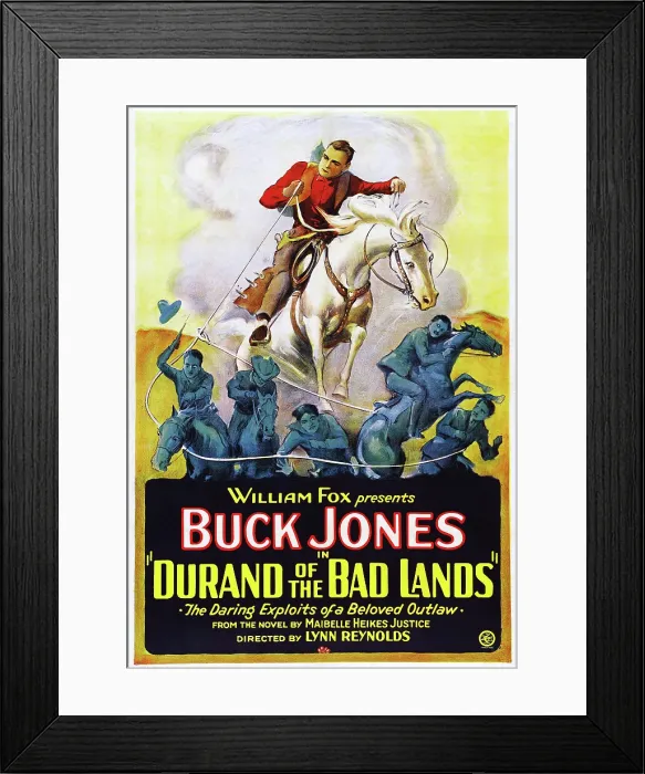 Framed Print : DURAND OF THE BAD LANDS, Buck Jones on poster art, 1925, TM and Copyright 20th Century Fox Film Corp. All rights reserved. / courtesy Everett Collection
