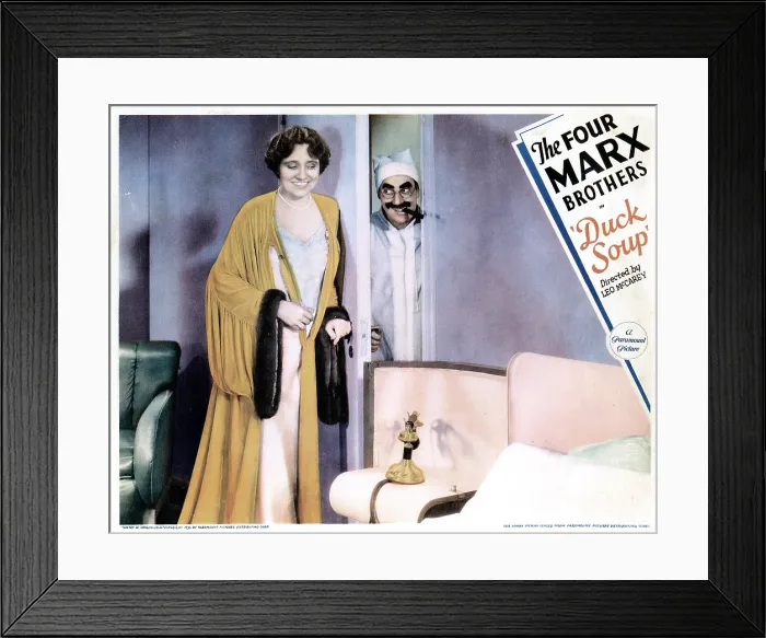Framed Print : DUCK SOUP, US lobbycard, from left: Margaret Dumont, Groucho Marx, 1933