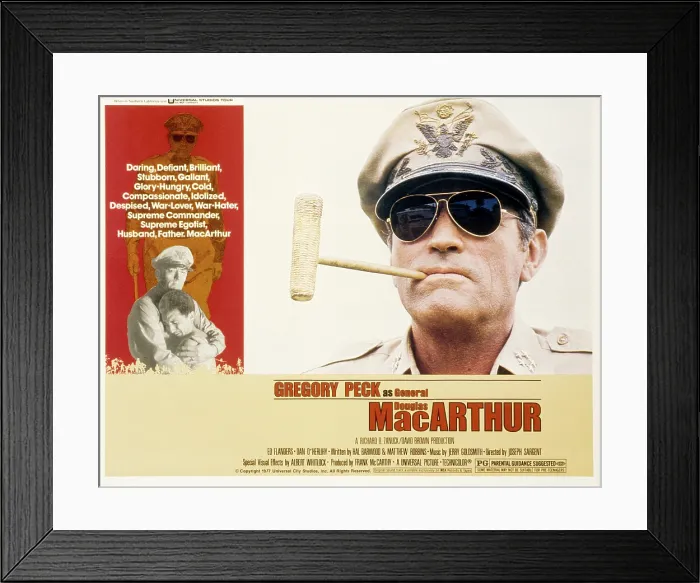 Framed Print : MacARTHUR, Us lobbycard, Gregory Peck, 1977