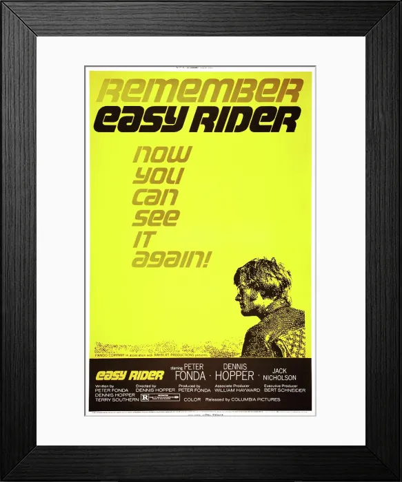 Framed Print : EASY RIDER, Peter Fonda on 1972 re-release poster, 1969 Framed Print : EASY RIDER, Peter Fonda on 1972 re-release poster, 1969