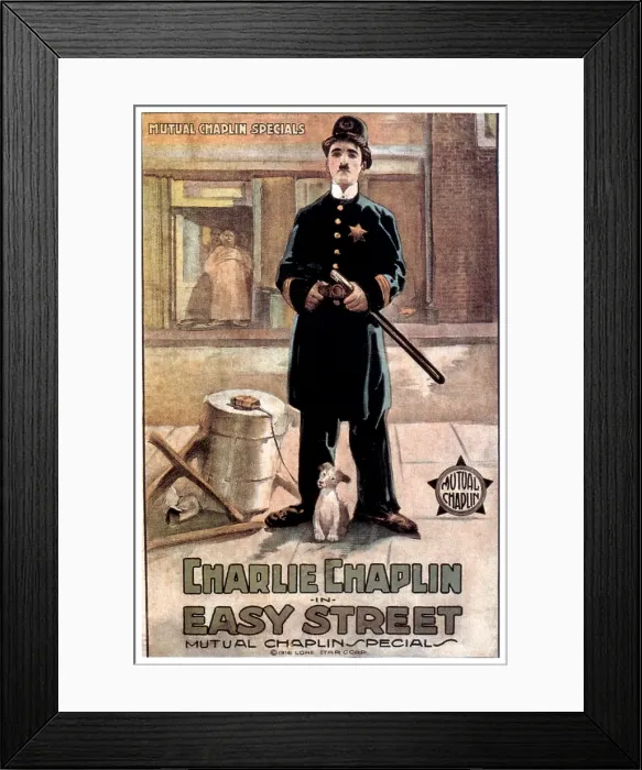 Framed Print : EASY STREET, Charlie Chaplin, 1917 Framed Print : EASY STREET, Charlie Chaplin, 1917