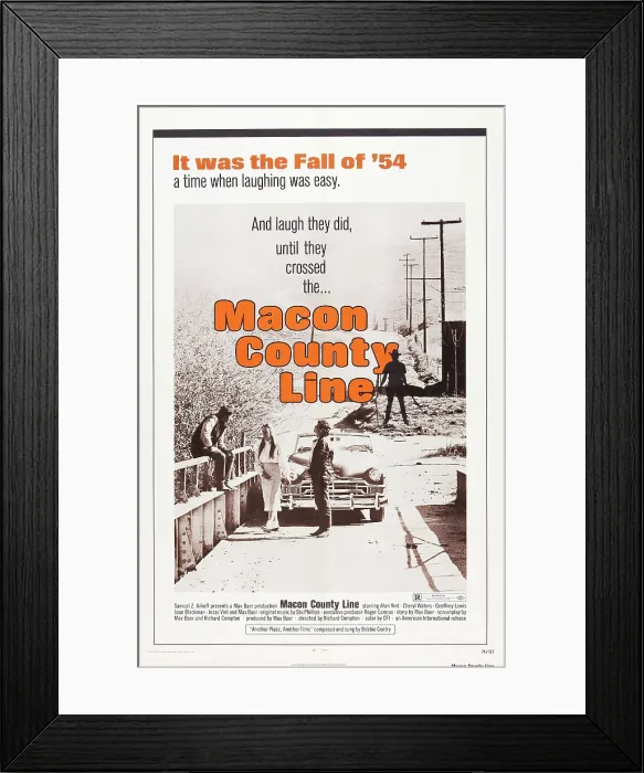 Framed Print : MACON COUNTY LINE, US poster art, from left, Jesse Vint, Cheryl Waters, Alan Vint, 1974 Framed Print : MACON COUNTY LINE, US poster art, from left, Jesse Vint, Cheryl Waters, Alan Vint, 1974