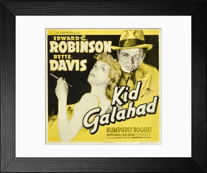 Framed Print : KID GALAHAD, Bette Davis, Edward G Robinson on jumbo window card, 1937