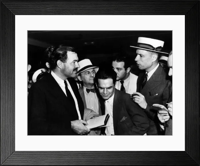 Framed Print : Ernest Hemingway being interviewed in the press before returning to the Spanish Civil War, New York City August 1937.Courtesy CSU Archives / Everett Collection Framed Print : Ernest Hemingway being interviewed in the press before returning to the Spanish Civil War, New York City August 1937.Courtesy CSU Archives / Everett Collection