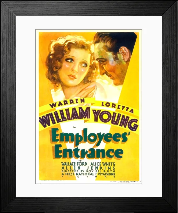 Framed Print : EMPLOYEES ENTRANCE, from left: Loretta Young, Warren William, 1933