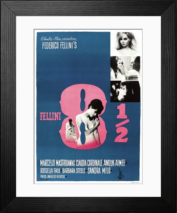 Framed Print : 8 1 / 2, (aka EIGHT AND A HALF), Swedish poster, 1963