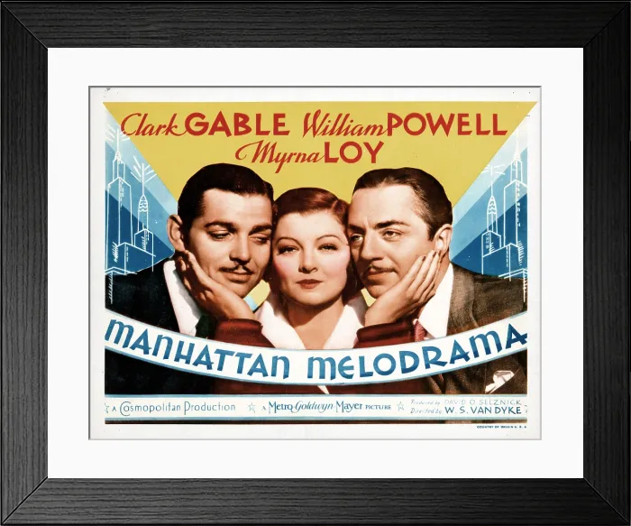Framed Print : MANHATTAN MELODRAMA, from left, Clark Gable, Myrna Loy, William Powell, 1934