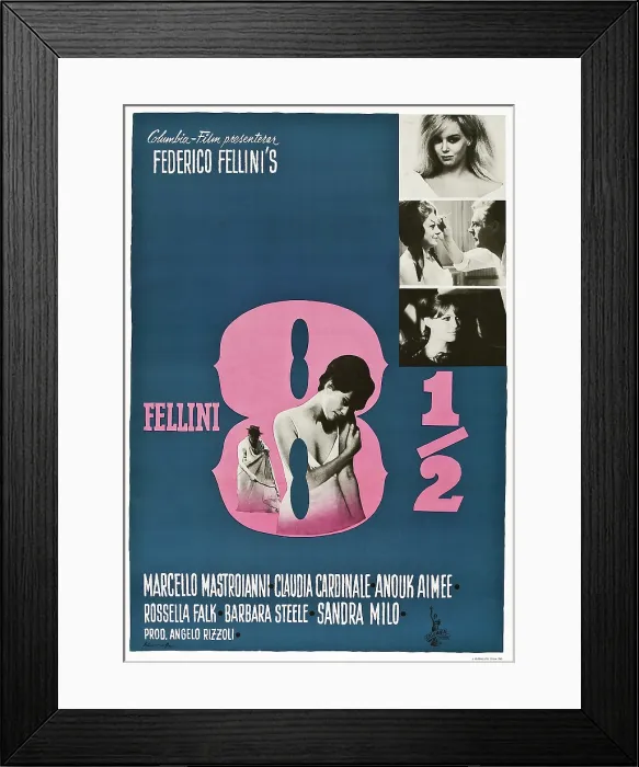 Framed Print : 8 1 / 2, Swedish poster art, 1963