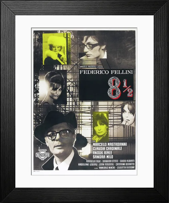 Framed Print : 8 1 / 2, (aka EIGHT AND A HALF), French poster, bottom left: Marcello Mastroianni, 1963 Framed Print : 8 1 / 2, (aka EIGHT AND A HALF), French poster, bottom left: Marcello Mastroianni, 1963