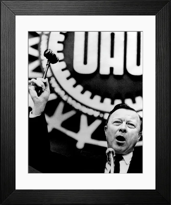 Framed Print : Walter Reuther, President of the United Auto Workers Union, at the union's 22nd annual constitutional convention in Atlantic City, New Jersey, April 21, 1970