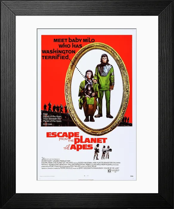 Framed Print : ESCAPE FROM THE PLANET OF THE APES, Kim Hunter, Roddy McDowall, 1971, TM and Copyright 20th Century Fox Film Corp. All rights reserved. / courtesy Everett Collection