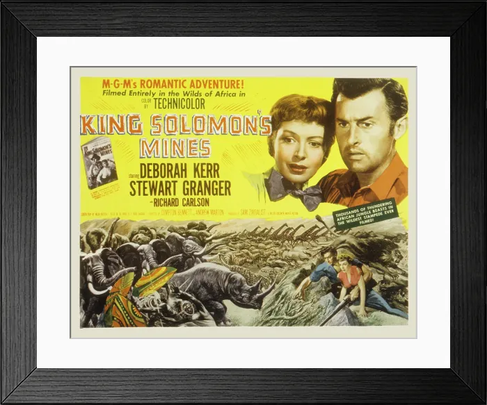 Framed Print : KING SOLOMON'S MINES, Deborah Kerr, Stewart Granger, 1950, poster art