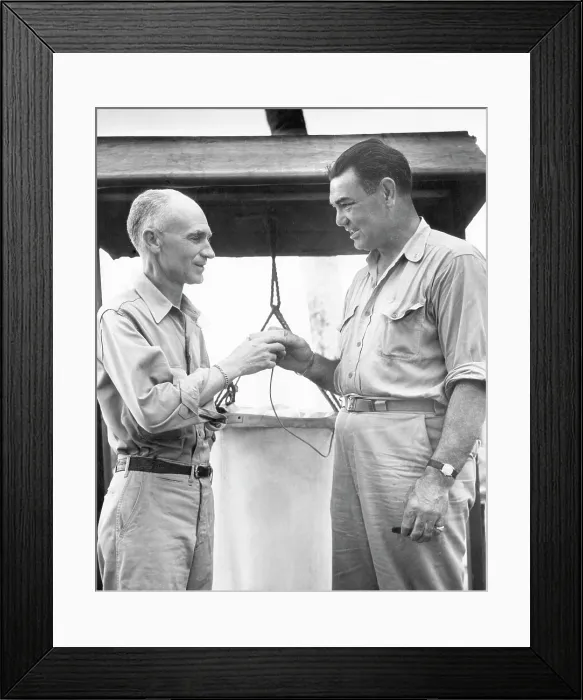 Framed Print : War correspondent Ernie Pyle, and ex-heavyweight champion Jack Dempsey, circa 1945. Courtesy: CSU Archives / Everett Collection