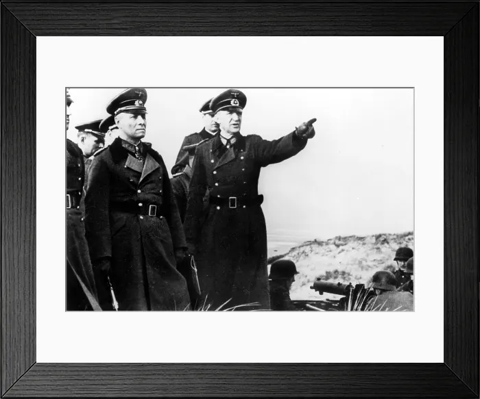 Framed Print : Erwin Rommel, Nazi General (w /  hands by side), inspects defenses along the French Coast in February 1944. Courtesy: CSU Archives  /  Everett Collection