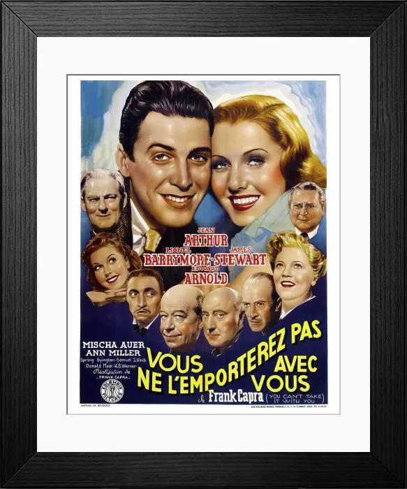 Framed Print : YOU CAN'T TAKE IT WITH YOU, (aka VOUS NE L'EMPORTEREZ PAS AVEC VOUS), center from left: James Stewart, Jean Arthur, bottom from left: Lionel Barrymore, Ann Miller